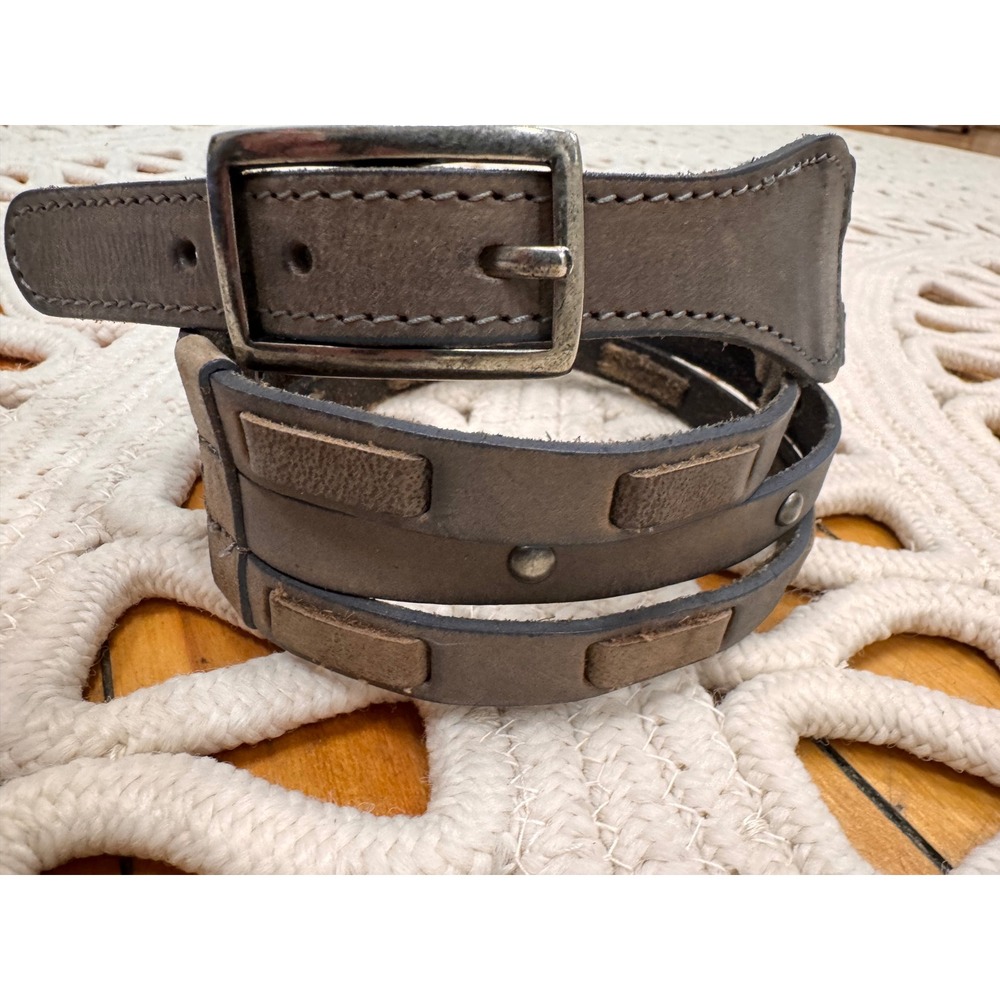 Boho Western Gray‎ Leather Belt Sz M